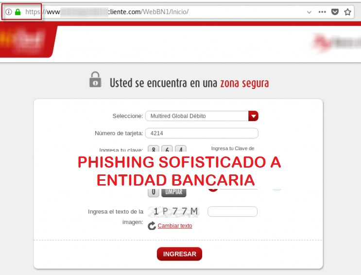 Nueva campaña de Phishing sofisticado a entidad bancaria